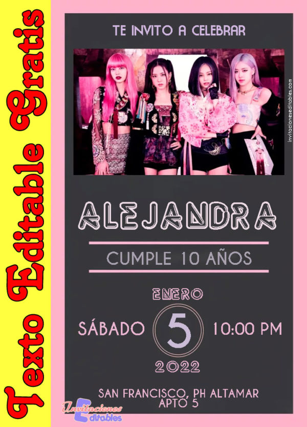 Invitación de Black Pink para editar
