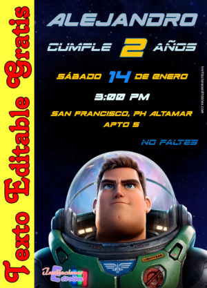 Invitación de Buzz Lightyear para editar