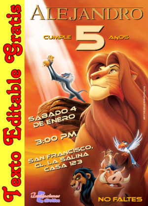 Invitación de El Rey León para editar