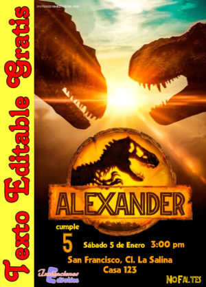 Invitación de Jurassic World Dominion para editar 02