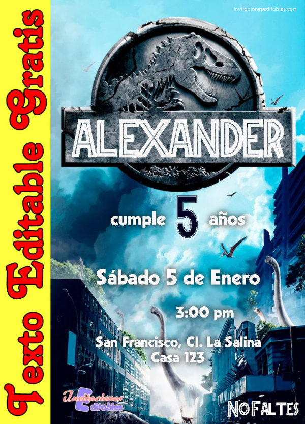 Invitación de Jurassic World Dominion para editar
