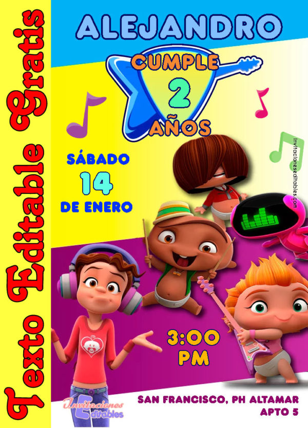 Invitación de Mini Beats Power Rockers para editar