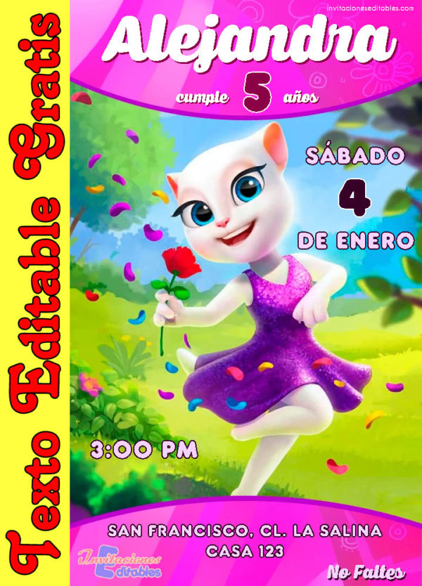 Invitación de My Talking Angela para editar
