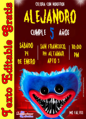 Invitación de Poppy Play Time (Huggy-Wuggy) para editar