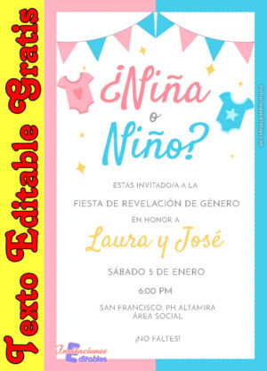 Invitación de Revelación de Género para editar