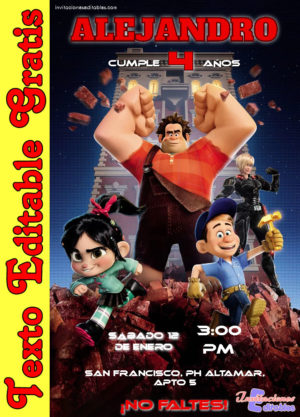 Invitación de Wreck It Ralph para editar
