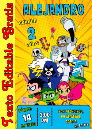 Invitación de Teen Titans Go para editar