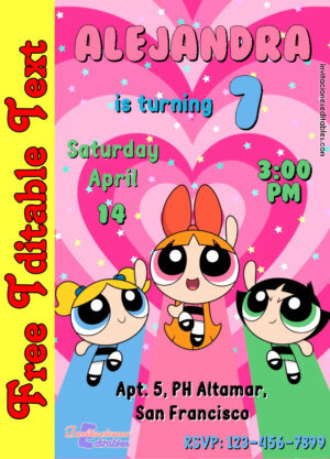 Free PowerPuff Girl Invitation to edit