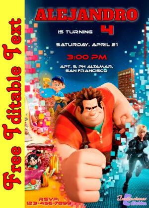Free Wreck-It Ralph Invitation to edit