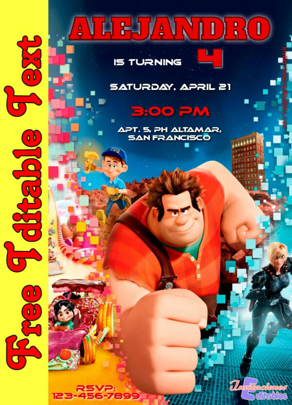 Free Wreck-It Ralph Invitation to edit