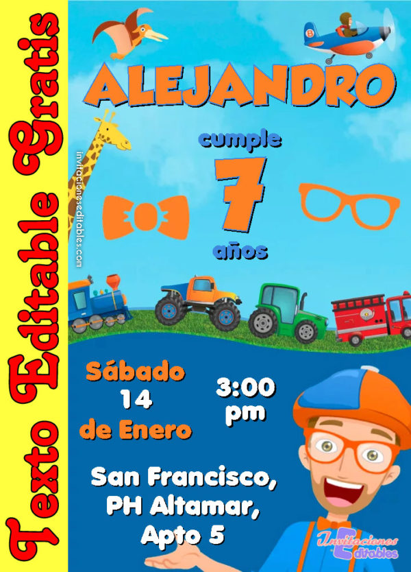 Invitación de Blippi para editar