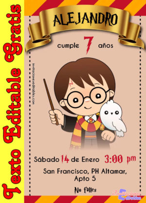 Invitación de Harry Potter para editar