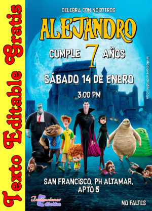 Invitación de Hotel Transylvania para editar
