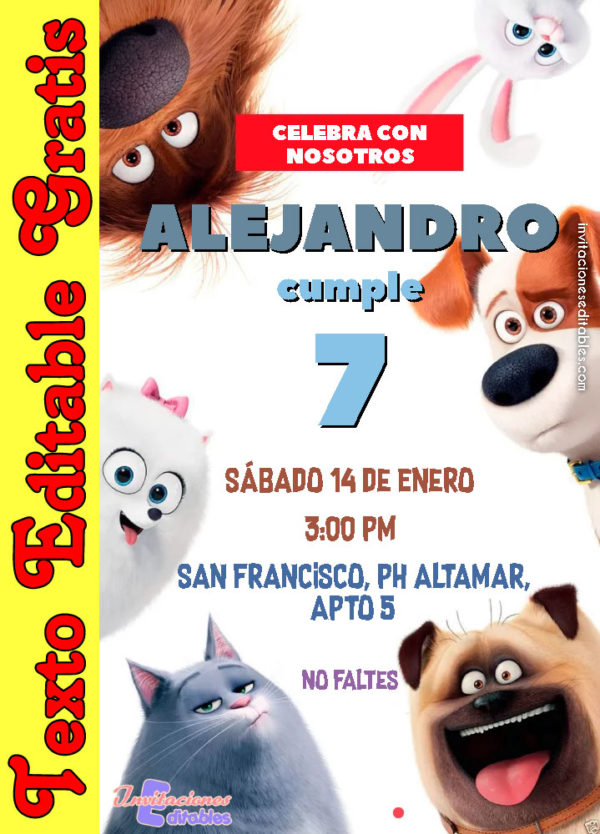Invitación de La Vida Secreta de Tus Mascotas para editar
