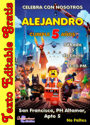 Invitación de Lego para editar