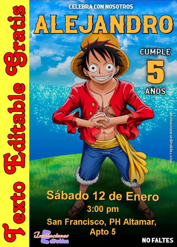 Invitación de Luffy para editar