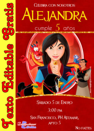 Invitación de Mulán para editar
