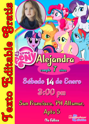 Invitación de Mi Pequeño Pony para editar