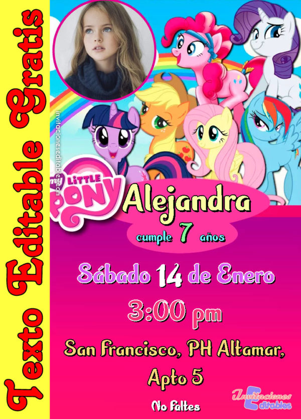Invitación de Mi Pequeño Pony para editar