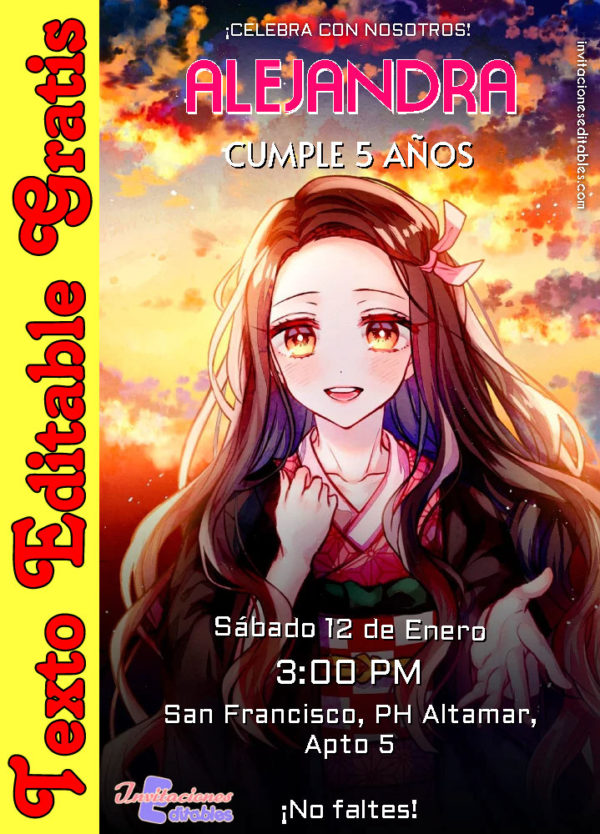 Invitación de Nezuko para editar