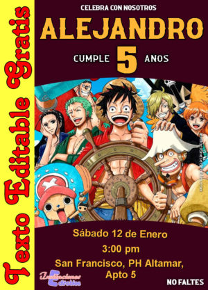Invitación de One Piece para editar