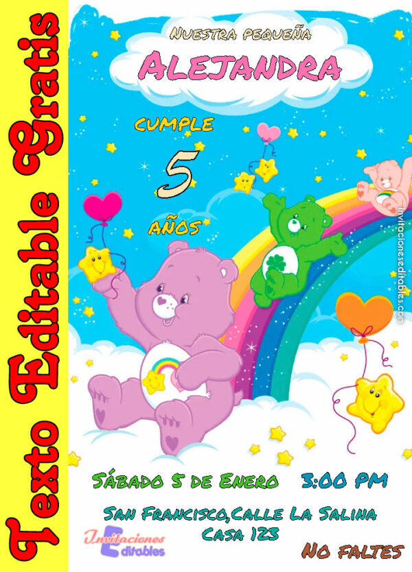 Invitación de Ositos Cariñositos para editar
