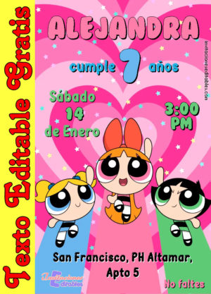Invitación de Las Chicas Superpoderosas para editar