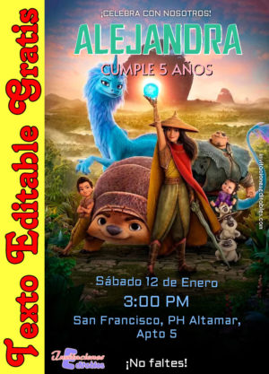 Invitación de Raya y El Último Dragón para editar
