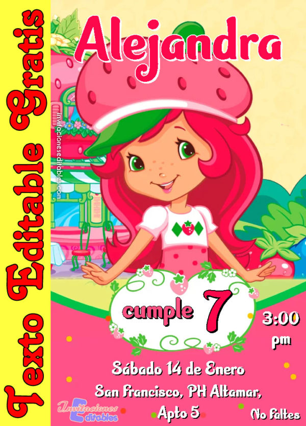 Invitación de Rosita Fresita para editar