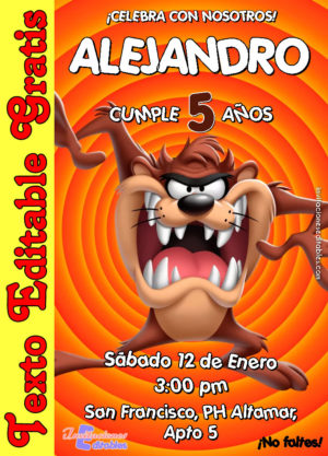Invitación de Tazmania para editar