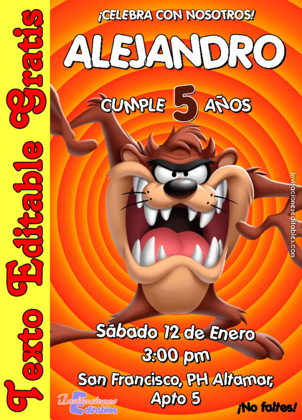 Invitación de Tazmania para editar