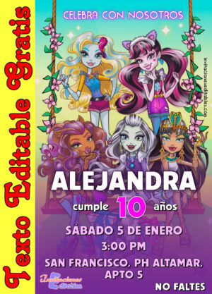 Invitación de Monster High para editar