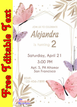 Free Butterflies Invitation to edit