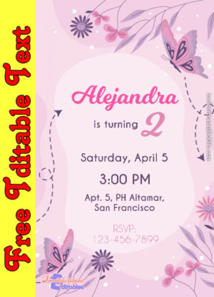 Free Butterfly Invitation to edit