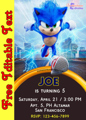 Free Sonic Invitation to edit