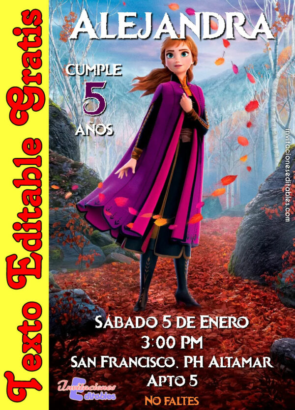 Invitación de Anna (Frozen) para editar