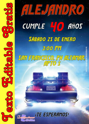 Invitación de Volver al Futuro para editar
