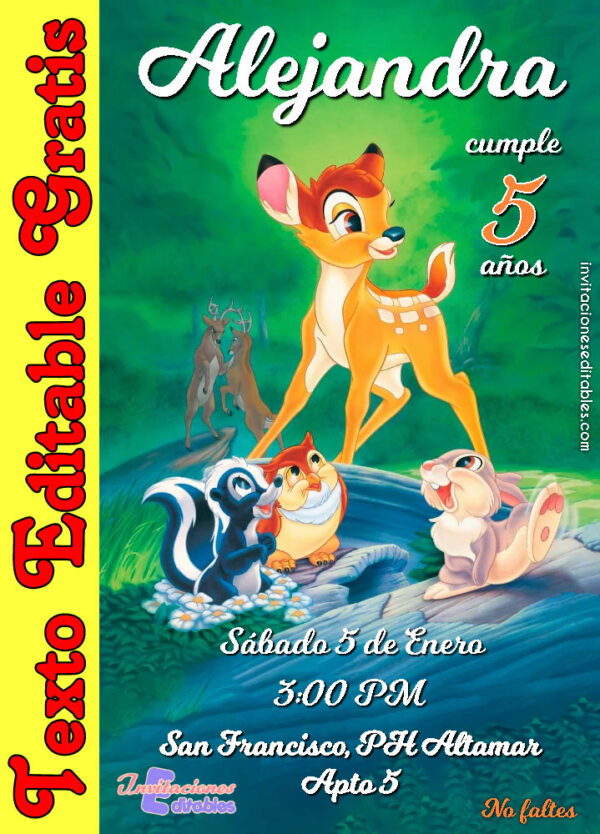 Invitación de Bambi para editar
