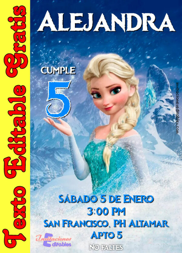 Invitación de Elsa (Frozen) para editar