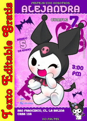 Invitación de Kuromi para editar