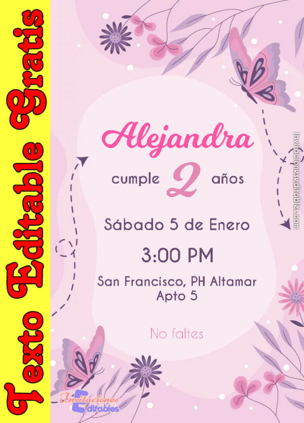 Invitación de Mariposa para editar