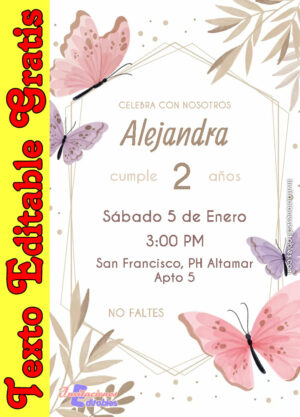 Invitación de Mariposas para editar