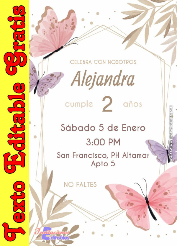 Invitación de Mariposas para editar
