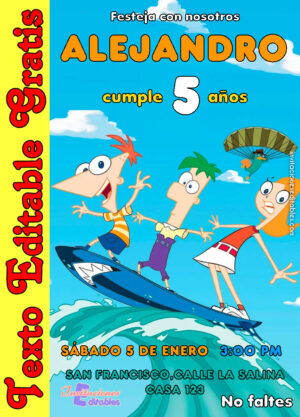 Invitación de Phineas y Ferb para editar