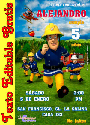 Invitación de Sam el Bombero para editar