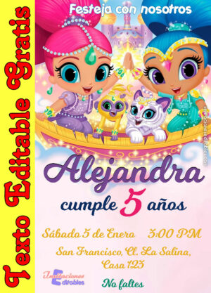 Invitación de Shimmer y Shine para editar