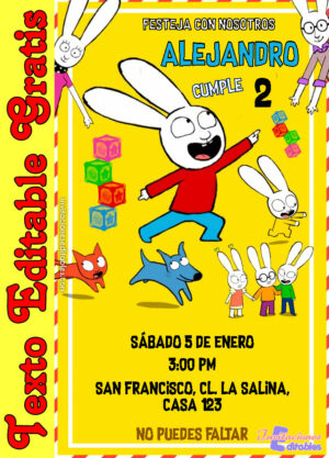 Invitación de Simón el Conejo para editar