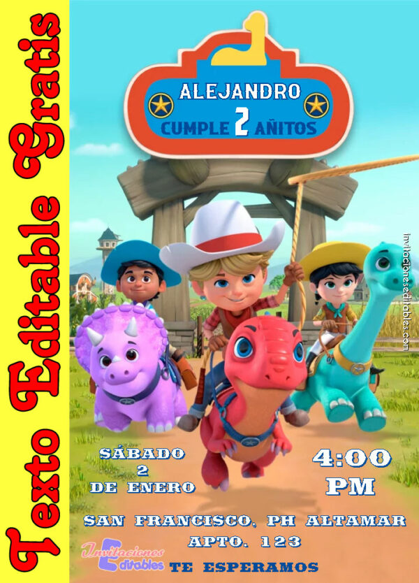 Invitación de Dino Ranch para editar