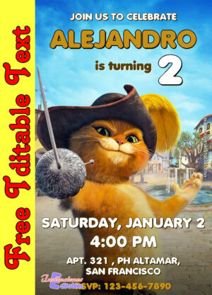 Puss in Boots invitation to edit